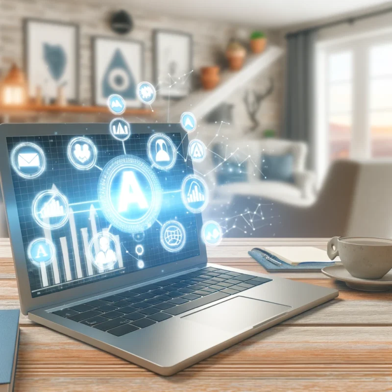 A photorealistic image showcasing a laptop with an affiliate marketing dashboard, surrounded by icons of social media platforms and graphs of growth. The background is a cozy home office, symbolizing the accessibility and personal touch of affiliate marketing. Created Using: photorealism, detailed icons, clear graphs, cozy home office setting, personal and accessible vibe, digital marketing tools, glibatree prompt, modern technology and personal entrepreneurship blend version 2